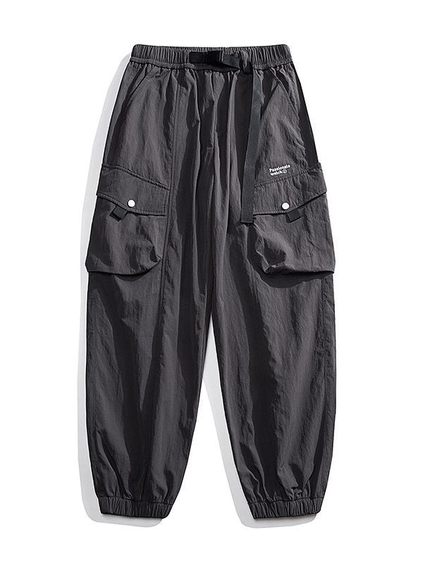 Herren Nylon Utility Cargohose mit elastischem Bund, verstellbarem Gürtel und Pattentaschen Nord Taschen