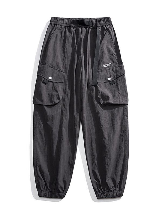 Herren Nylon Utility Cargohose mit elastischem Bund, verstellbarem Gürtel und Pattentaschen Nord Taschen