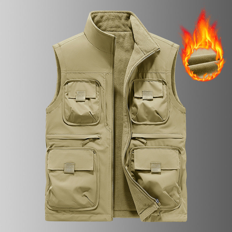 Herren Gefütterte Utility‑Weste mit Fleece‑Innenfutter und Mehrfachtaschen Nord Taschen