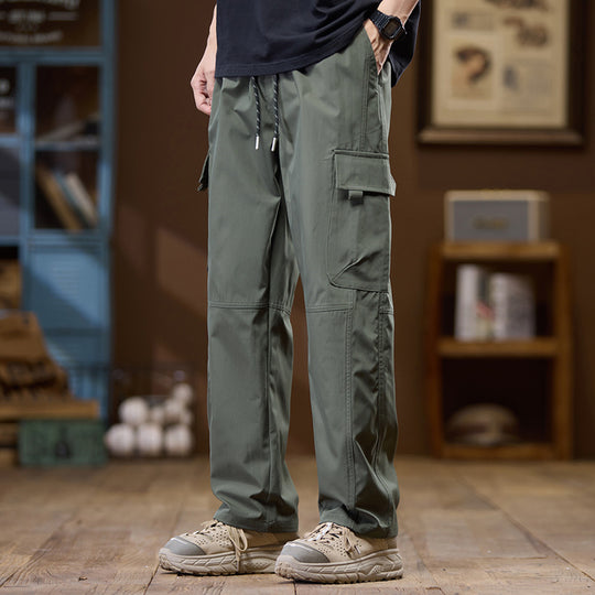 Herren Leichte Technical Cargo-Hose mit geradem Bein, Multifachtaschen und Kordelbund Nord Taschen