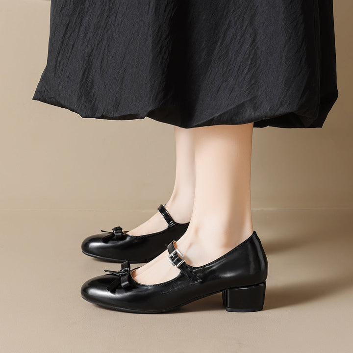 Damen Ballerinas mit elegantem Riemchen und modischer Schleifenapplikation