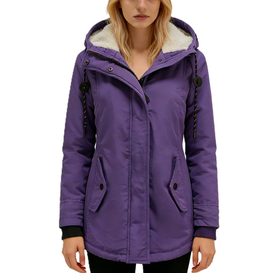 Damen Wasserabweisender Parka mit Teddyfutter, Kapuze und Taillierter Passform Nord Taschen