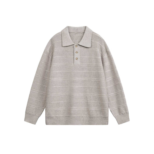 Unisex Strick-Polo mit Strukturstreifen und drei-Knopf-Leiste Nord Taschen