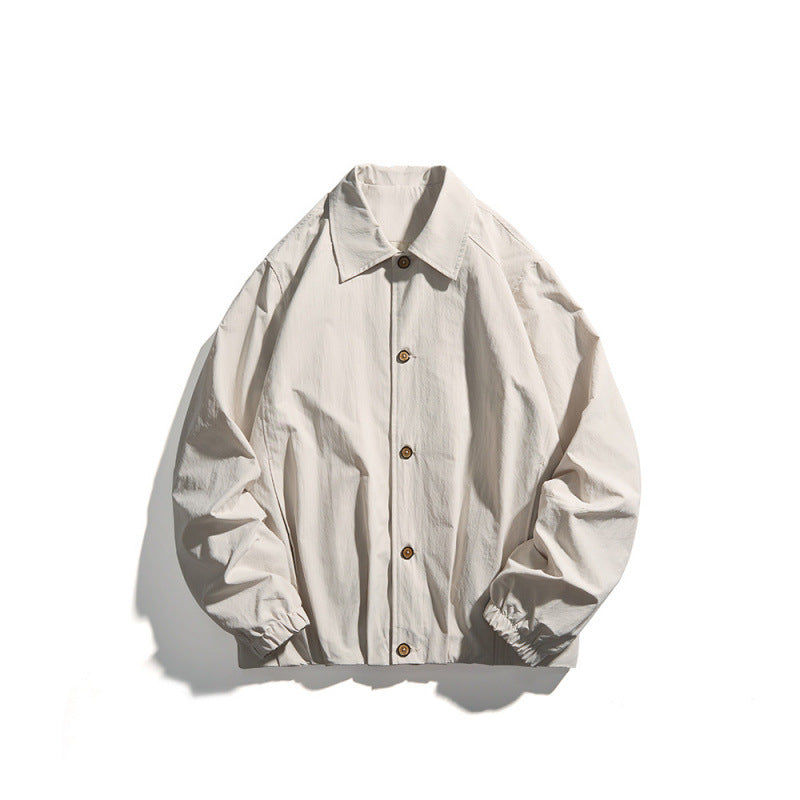Unisex Leichtes Overshirt-Jacke im Boxy-Cut mit Hemdkragen und elastischen Ärmelbündchen Nord Taschen