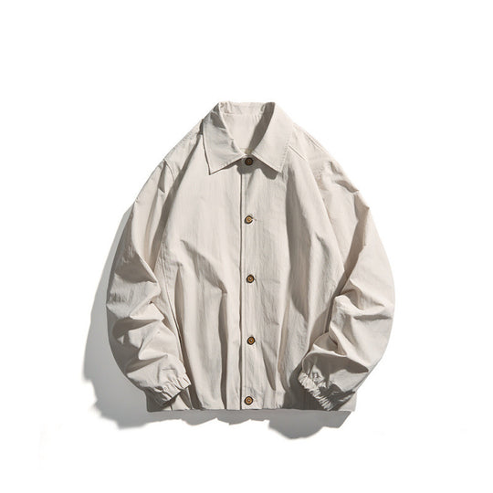 Unisex Leichtes Overshirt-Jacke im Boxy-Cut mit Hemdkragen und elastischen Ärmelbündchen Nord Taschen