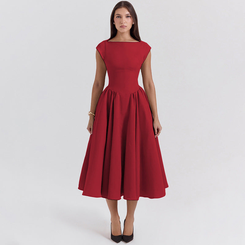 Damen Midi-Kleid mit elegantem A-Linien Schnitt und schickem Quadrat-Ausschnitt