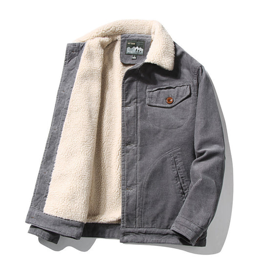 Herren Cordjacke mit Sherpa-Innenfutter und Hemdkragen Nord Taschen