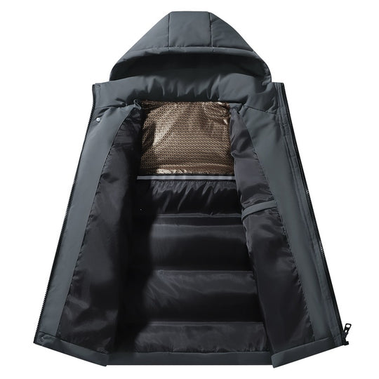 Herren Wattierte Kapuzen‑Thermo‑Steppjacke mit winddichter Hülle & versteckter Druckknopfblende Nord Taschen