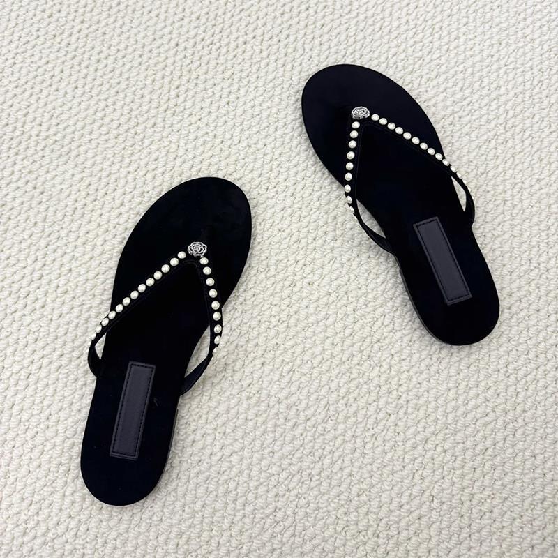 Damen Zehentrenner-Sandalen mit dekorativem Perlenschmuck und komfortablem Fußbett Nord Taschen