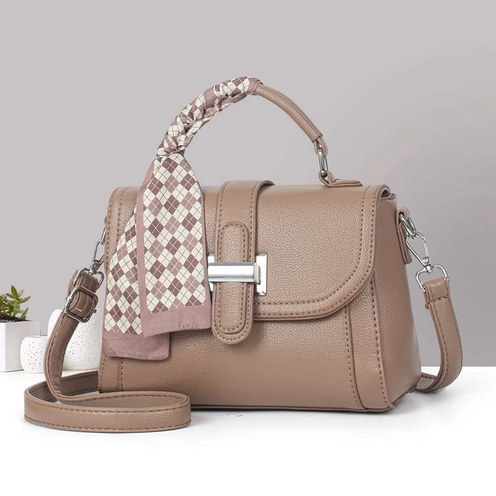 Damen modische Handtasche mit geflochtenem Griff und abnehmbarem Schal Nord Taschen