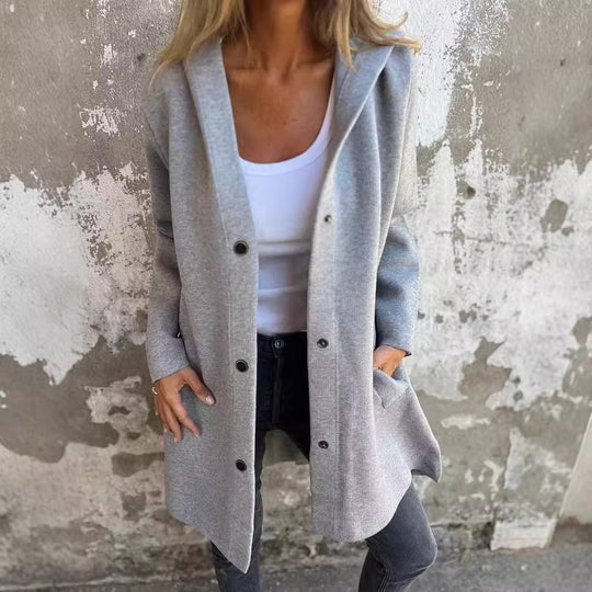 Damen Kapuzen‑Mantel mit Druckknöpfen und Oversize‑Silhouette Nord Taschen