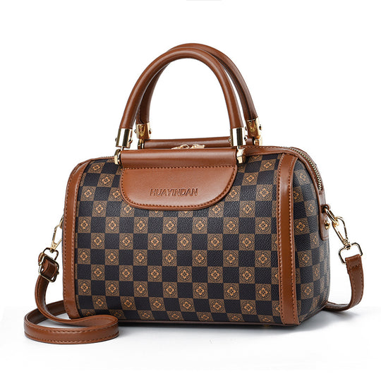 Damen Handtasche mit luxuriösem Karomuster und abnehmbarem Schulterriemen Nord Taschen