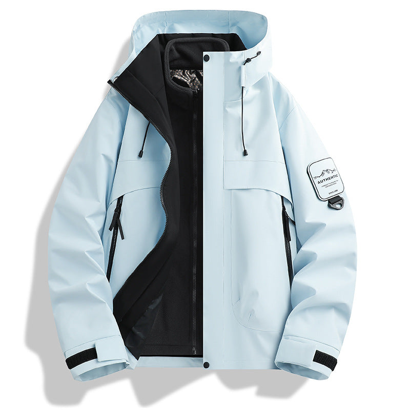 Herren modulare wasserdichte Outdoorjacke mit abnehmbarer Fleece-Innenjacke und verstellbarer Kapuze Nord Taschen