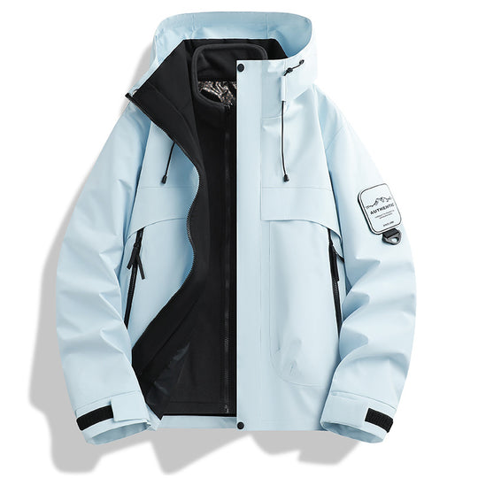 Herren modulare wasserdichte Outdoorjacke mit abnehmbarer Fleece-Innenjacke und verstellbarer Kapuze Nord Taschen