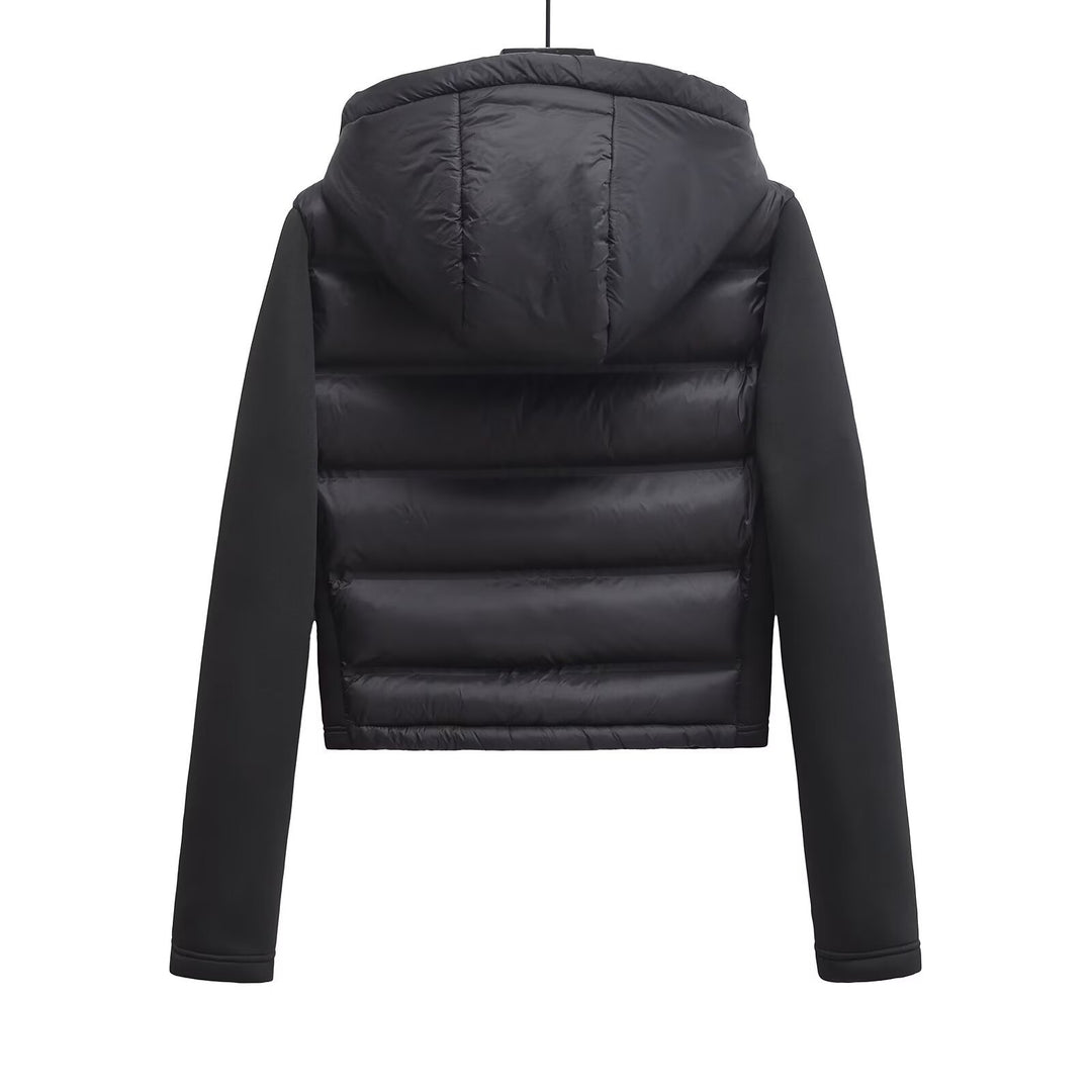 Damen Gekürzte gesteppte Hybrid‑Wattierte Jacke mit Kapuze Nord Taschen