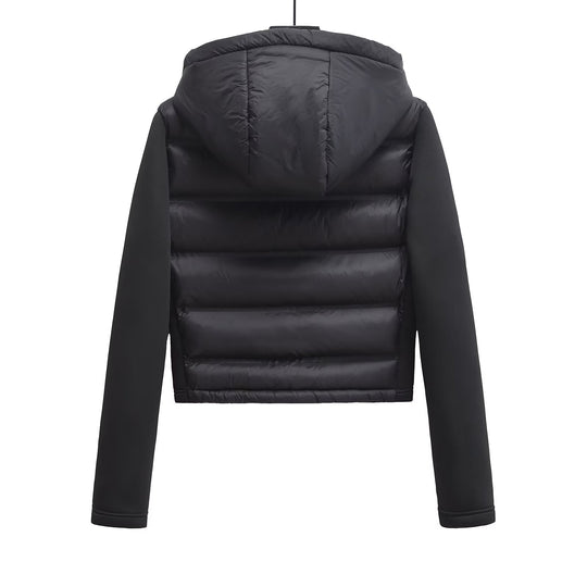 Damen Gekürzte gesteppte Hybrid‑Wattierte Jacke mit Kapuze Nord Taschen