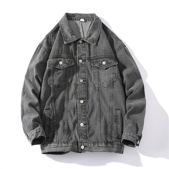Unisex Oversize-Jeansjacke aus robustem Denim mit Druckknopfleiste Nord Taschen