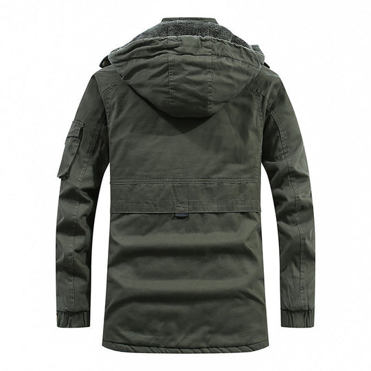 Herren winddichter Canvas-Parka mit kuscheliger Teddyfleece-Fütterung und funktionaler Kapuze Nord Taschen