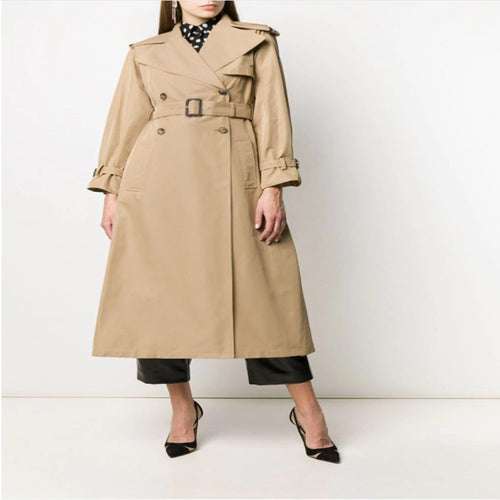 Damen Midilanger Trenchcoat im A‑Linien‑Schnitt mit Taillengürtel und Epauletten Nord Taschen