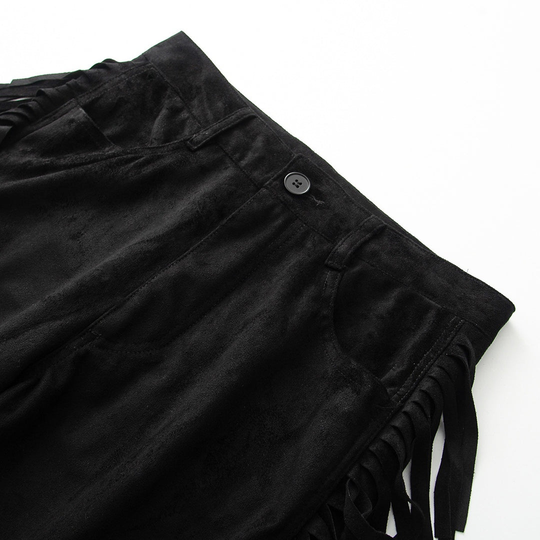 Damen Weite Highwaist-Hose mit seitlichen Fransen und weitem Bein Nord Taschen