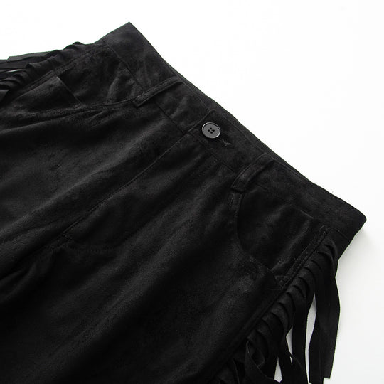 Damen Weite Highwaist-Hose mit seitlichen Fransen und weitem Bein Nord Taschen