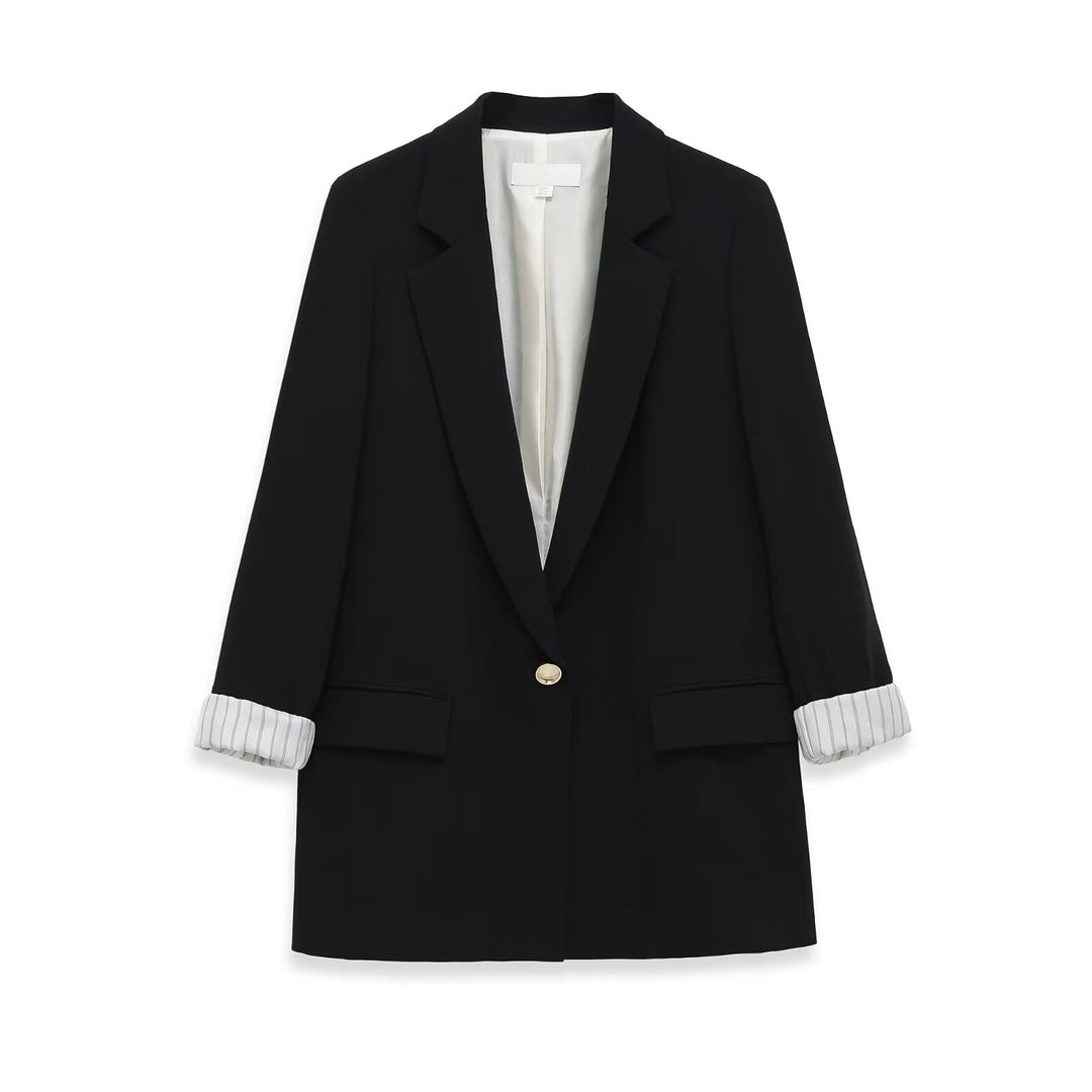 Damen Longline-Blazer mit aufgesetzten Pattentaschen und umgeschlagenen Ärmelaufschlägen Nord Taschen