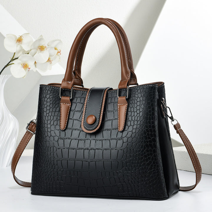 Damen elegante Handtasche mit Kroko-Prägung und praktischem Schultergurt Nord Taschen