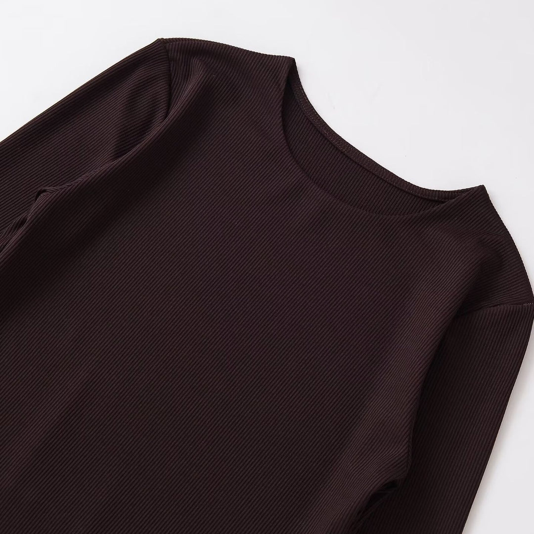 Damen Enganliegendes Rippstrick-Longsleeve mit ausgestellten Glockenärmeln Nord Taschen