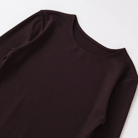 Damen Enganliegendes Rippstrick-Longsleeve mit ausgestellten Glockenärmeln Nord Taschen