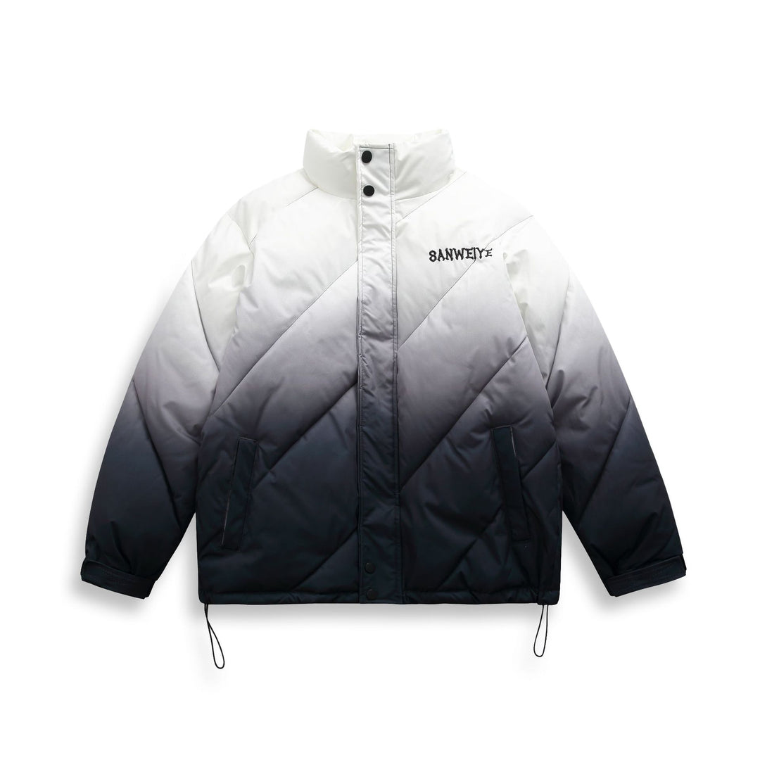 Unisex Kurz geschnittene wattierte Jacke mit Ombre‑Verlauf und diagonal gesteppter Struktur Nord Taschen
