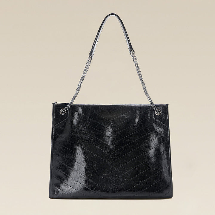 Damen Tote Bag aus glänzendem Kunstleder mit gestepptem Muster Nord Taschen
