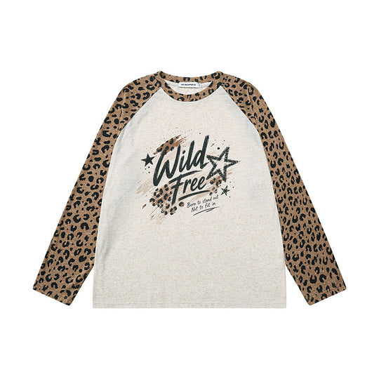 Damen Baumwoll-Langarmshirt im Raglanstil mit Leo-Ärmeln und Statement-Frontprint Nord Taschen