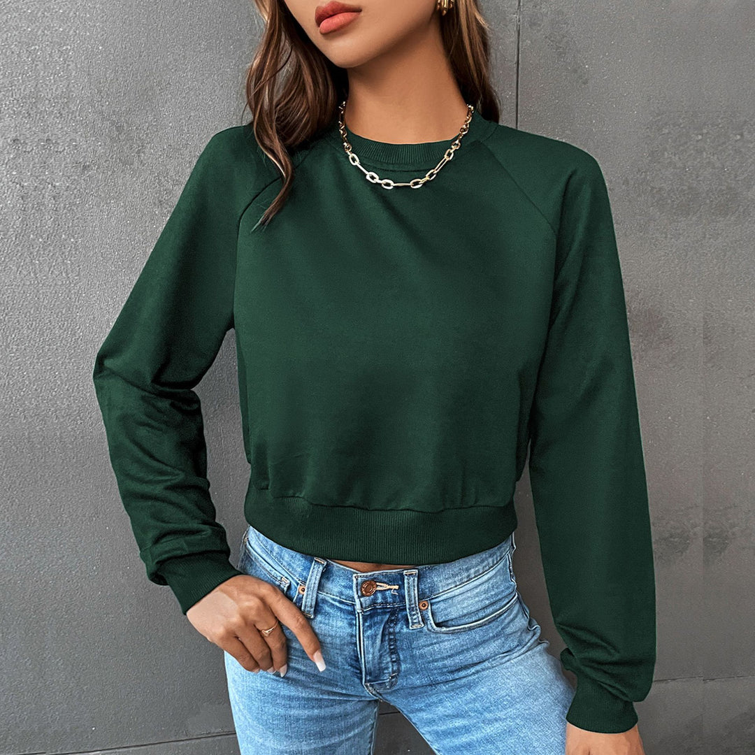 Damen Cropped Sweatshirt aus Baumwollmix mit Raglanärmeln Nord Taschen