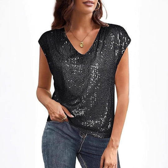 Damen Glamouröses Paillettenshirt