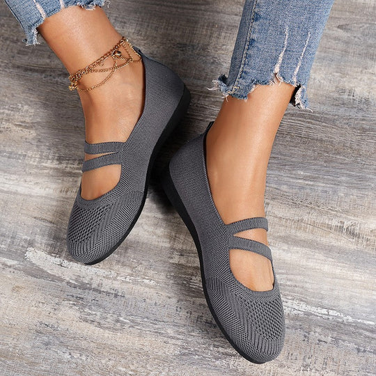 Flache Slipper mit Riemen Über Dem Spann und Flacher Sohle für Damen