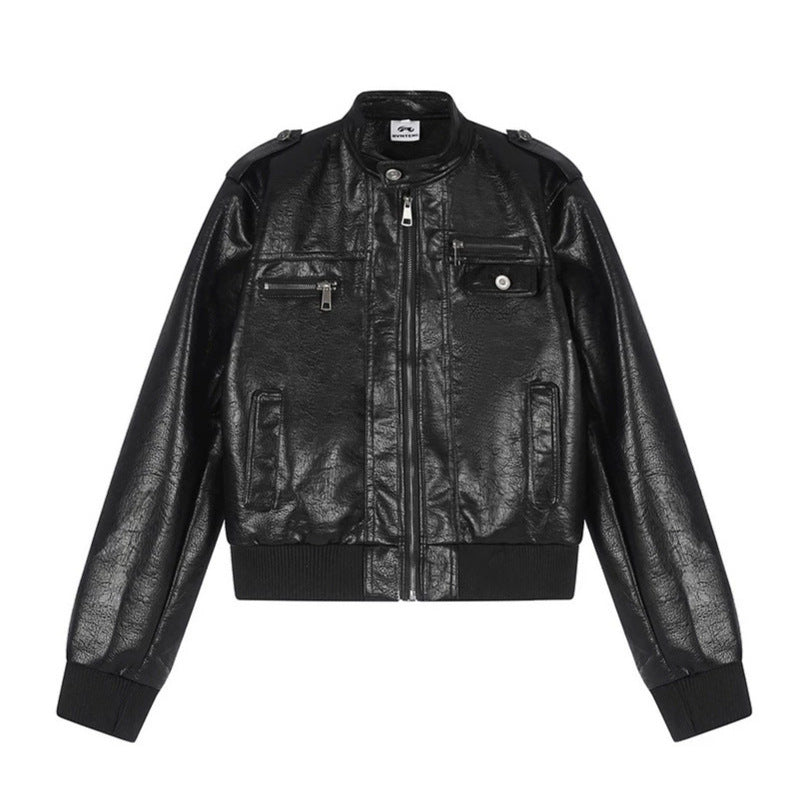 Herren Lederoptik-Bomberjacke Nord Taschen