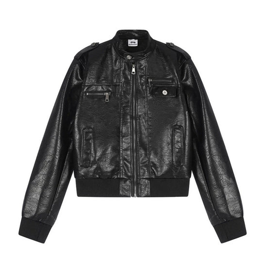 Herren Lederoptik-Bomberjacke Nord Taschen