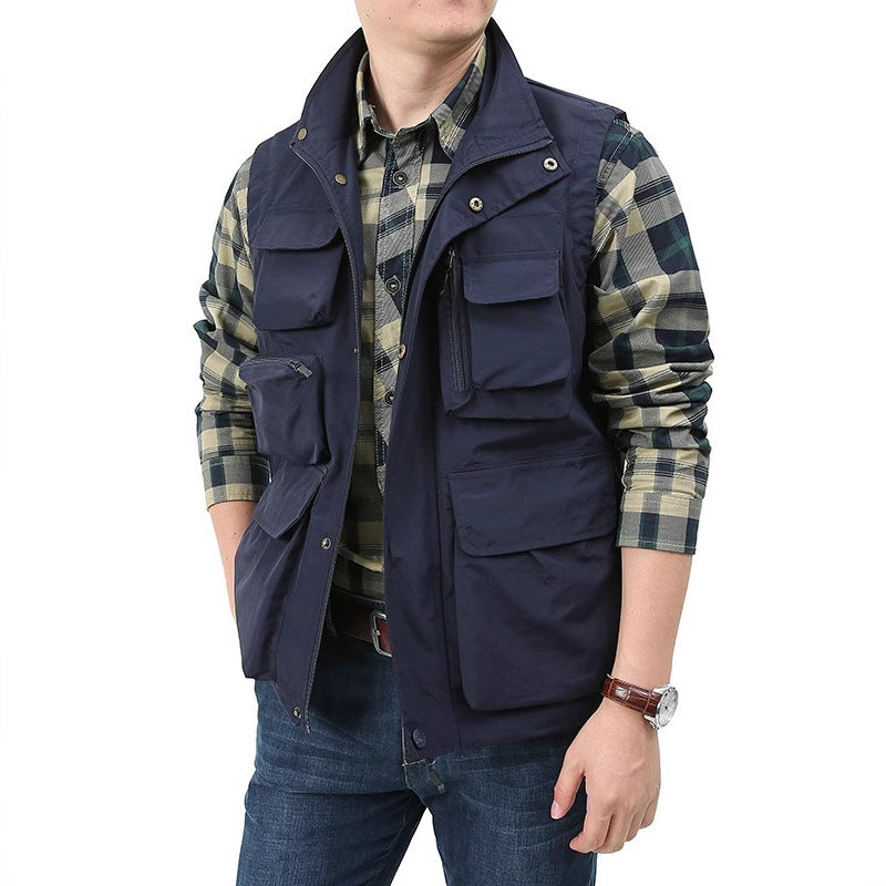 Herren Multitaschen Utility‑Weste mit hohem Stehkragen und praktischem Reißverschluss Nord Taschen