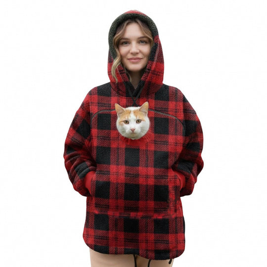 Damen Kapuzenpullover mit integrierter Katzenhöhle und extra weichem Fleece Nord Taschen