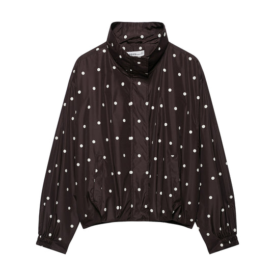 Damen Leichte wattierte Windjacke mit Stehkragen und Polka‑Dot‑Print Nord Taschen