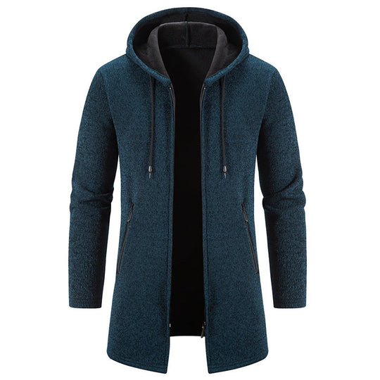 Herren praktische und stilvolle Fleecejacke mit Kapuze und Reißverschlusstaschen