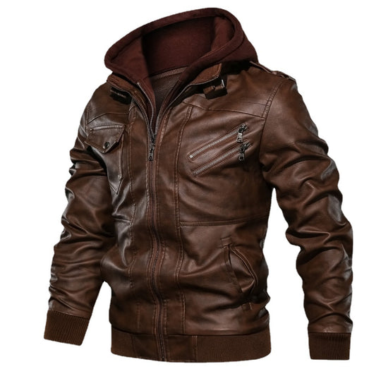 Herren Piloten-Blouson aus Kunstleder mit integriertem Kapuzen-Inlay und Zipper-Details Nord Taschen