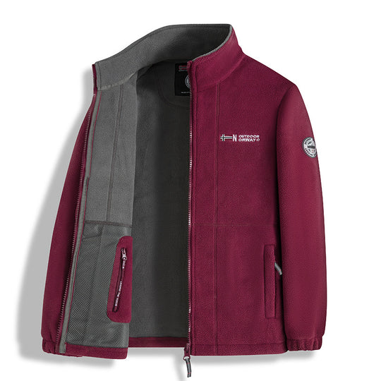 Herren Fleecejacke mit Microfleece-Innenfutter, Stehkragen und Zwei-Wege-Reißverschluss Nord Taschen