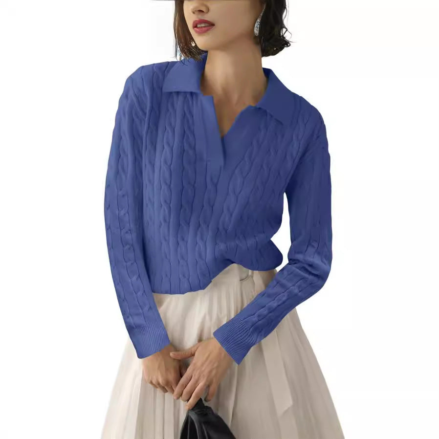 Damen Poloshirt mit Strickmuster und kontrastierenden Akzenten