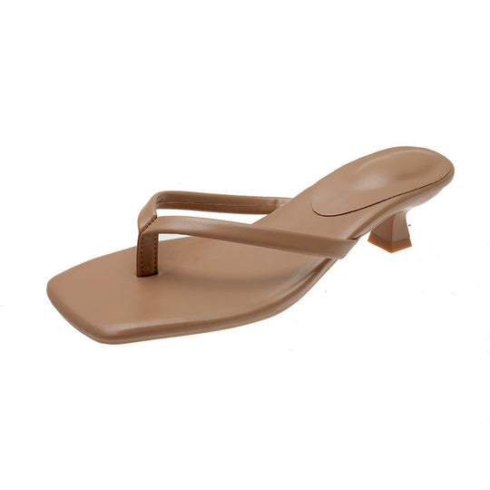 Damen Minimalistische Zehentrenner-Sandalen mit elegantem Absatz