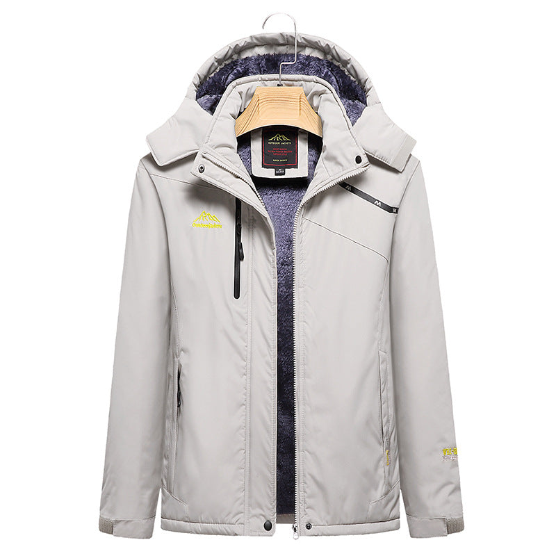 Damen Wattierte Winterjacke mit Fleece‑Innenfutter, abnehmbarer Kapuze und wasserdichter Softshell-Außenlage Nord Taschen