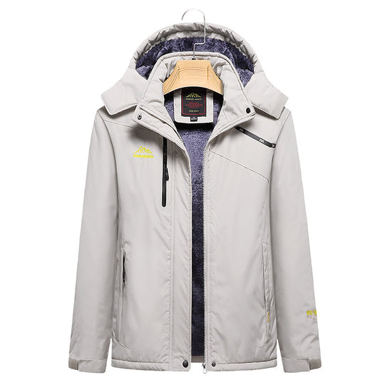 Damen Wattierte Winterjacke mit Fleece‑Innenfutter, abnehmbarer Kapuze und wasserdichter Softshell-Außenlage Nord Taschen
