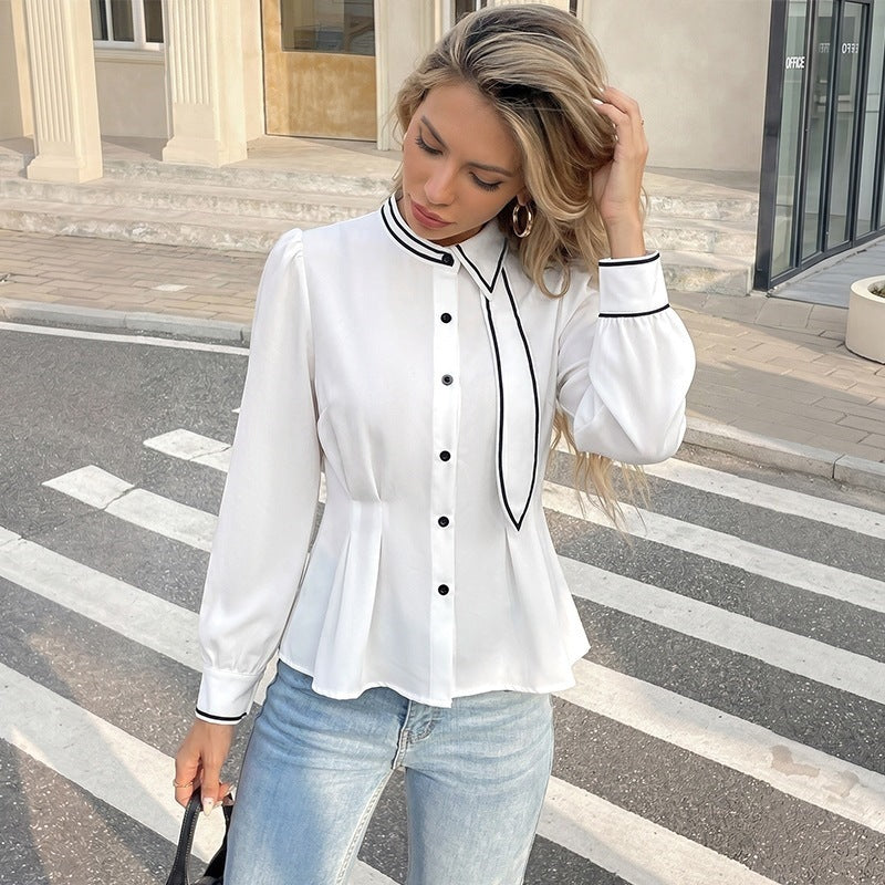 Damen Elegante Bluse mit Kontrastdetails Nord Taschen