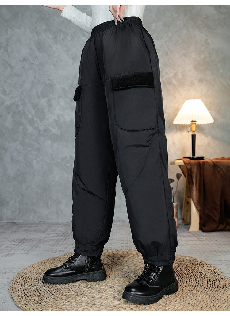 Damen gesteppte Thermo-Cargo-Hose mit elastischem Bund und Saumbündchen Nord Taschen