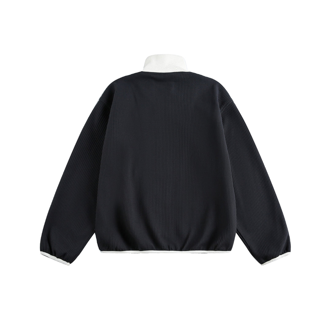 Damen Waffelstruktur Zipjacke im Boxy‑Cut mit Stehkragen und Hundestickerei Nord Taschen